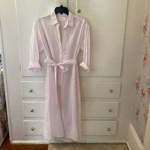 Xirena Pink Cotton Long Sleeve Shirtdress with Pockets and Belt Sash Size XS